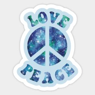 Love and Peace (cool color version) Sticker